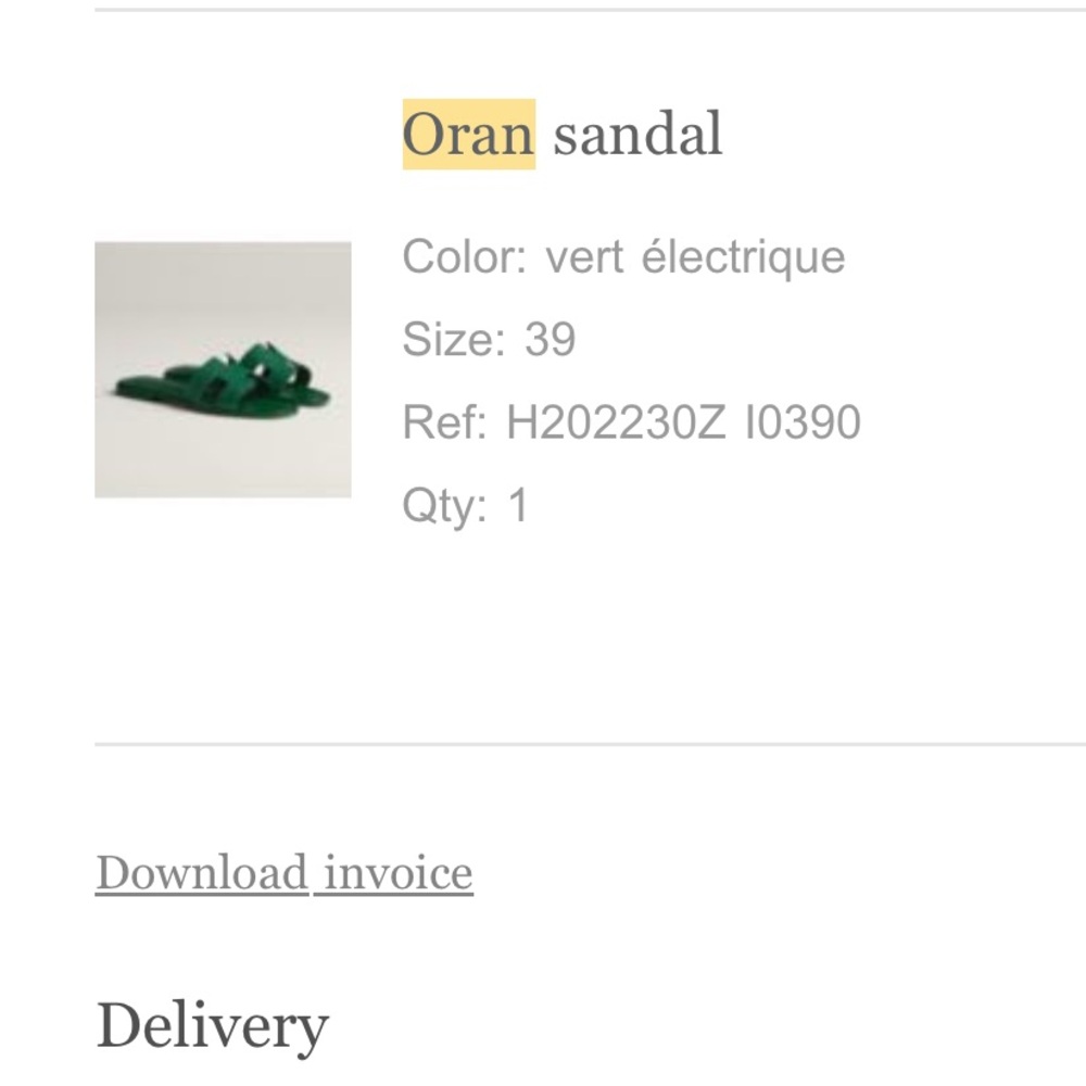 HERMES EUC Vert Électrique Green Leather Oran Sandals Slides 39 9 Hermès - Picture 8 of 8